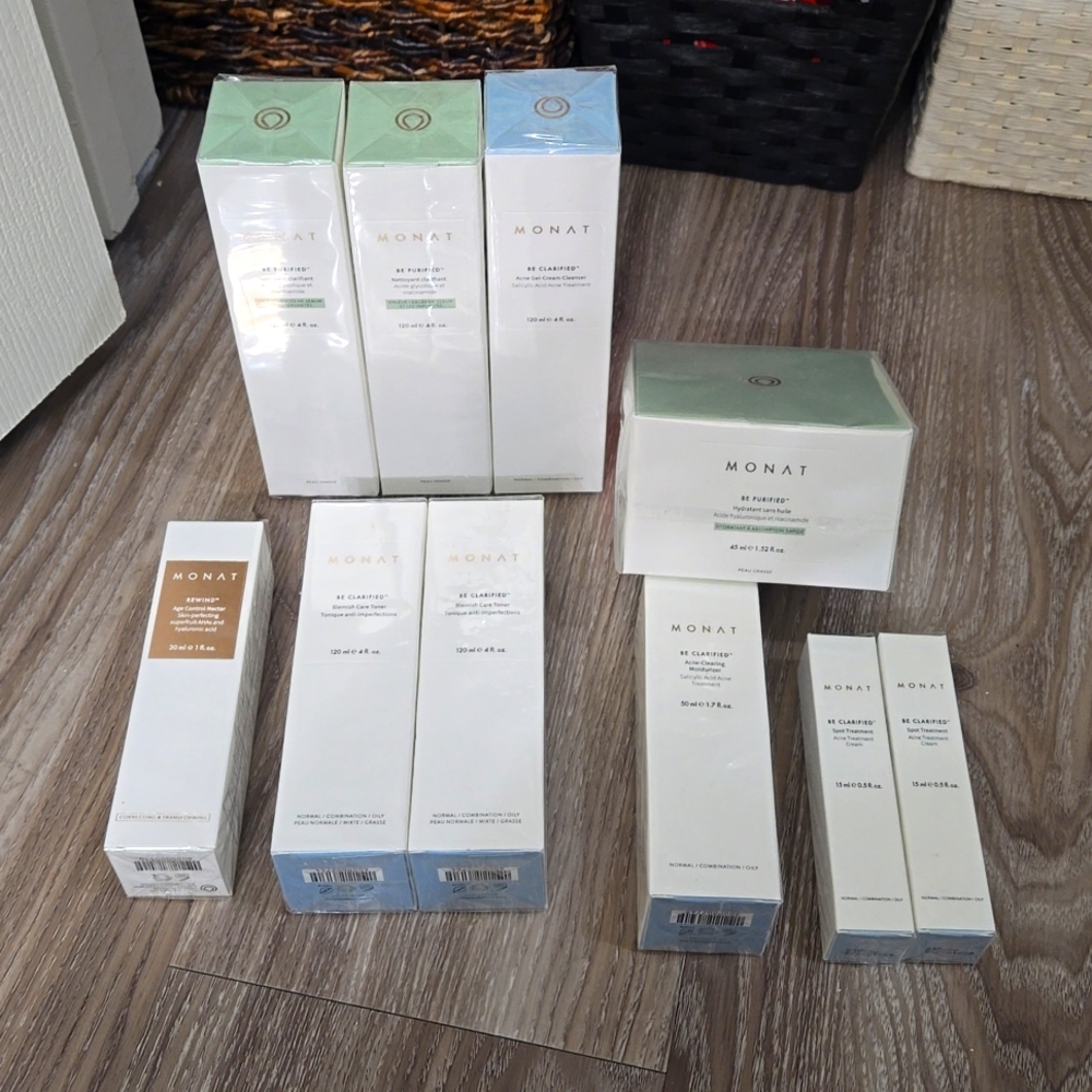 Monat facial cleanser, toner, moisturizer
